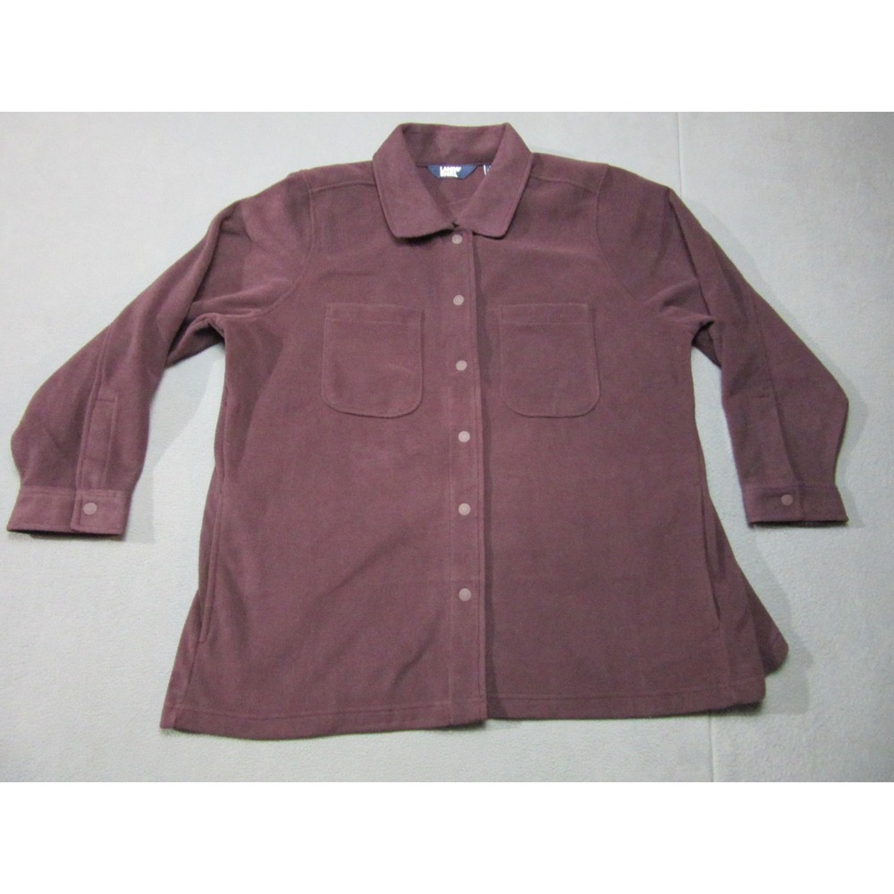 Lands End Shacket Shirt Jacket Womens 2X Purple Pocket Anyweather Fleece Outdoor